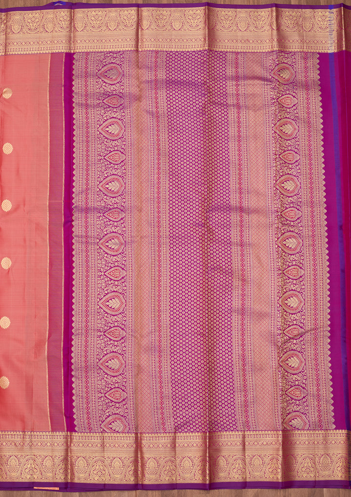 Onion Pink Dharmavaram Pure Silk Saree With Matching Blouse Piece