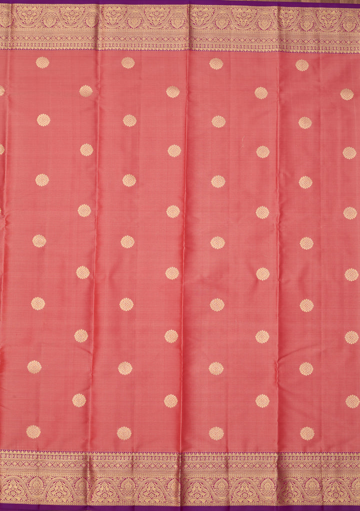 Onion Pink Dharmavaram Pure Silk Saree With Matching Blouse Piece
