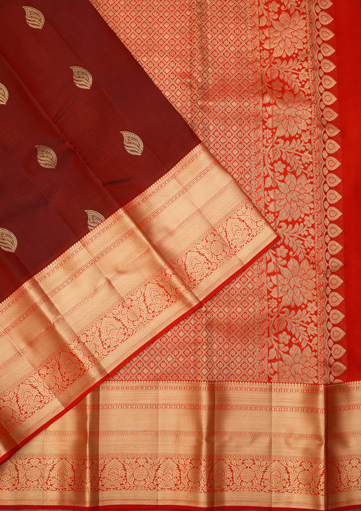 Maroon Dharmavaram Pure Silk Saree With Matching Blouse Piece