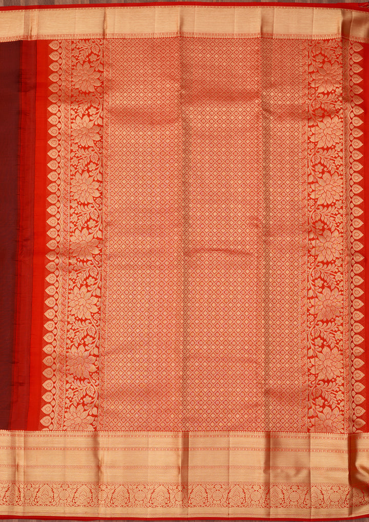 Maroon Dharmavaram Pure Silk Saree With Matching Blouse Piece