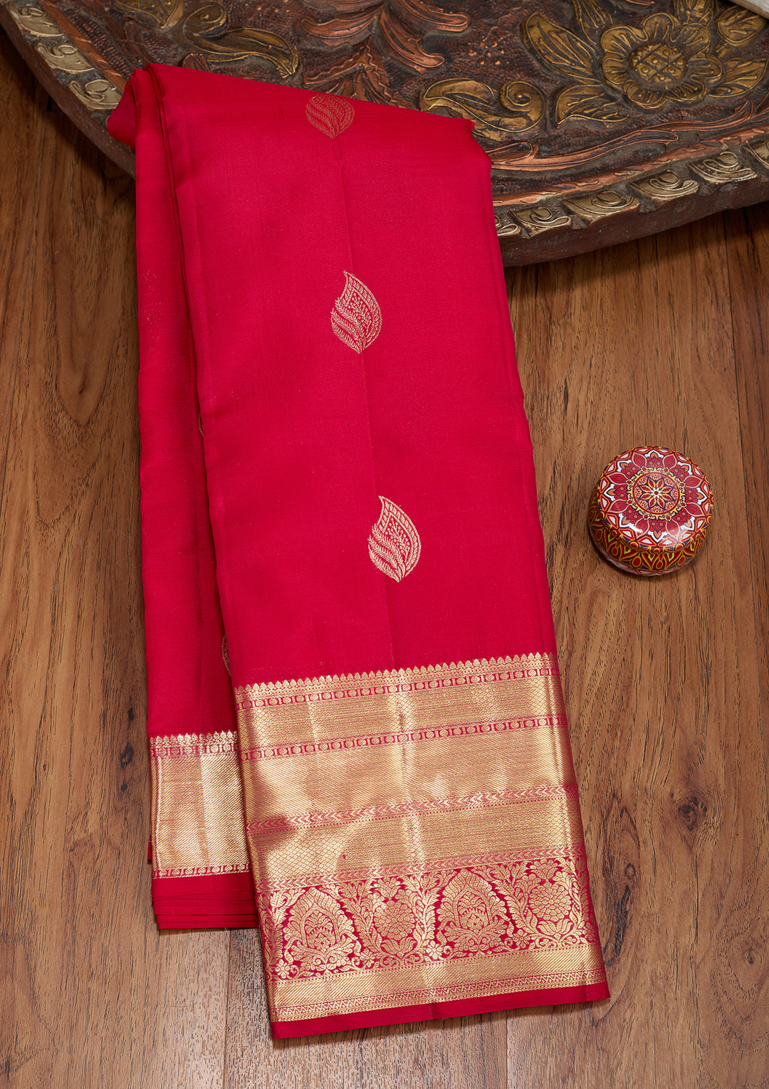 Rani Pink Dharmavaram Pure Silk Saree With Matching Blouse Piece