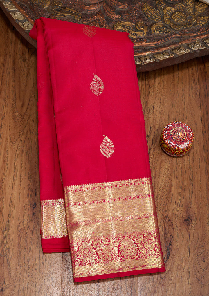 Rani Pink Dharmavaram Pure Silk Saree With Matching Blouse Piece