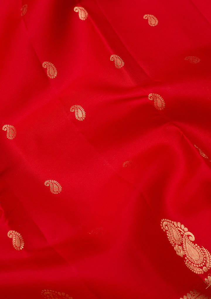 Red Dharmavaram Pure Silk Saree With Matching Blouse Piece