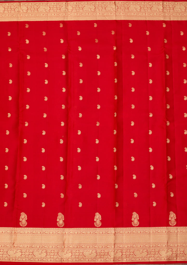 Red Dharmavaram Pure Silk Saree With Matching Blouse Piece