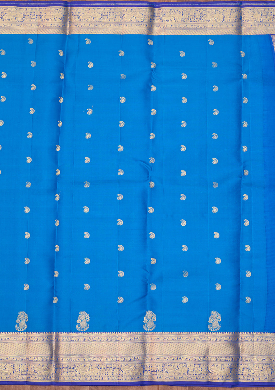 Turquoise Blue Dharmavaram Pure Silk Saree With Matching Blouse Piece