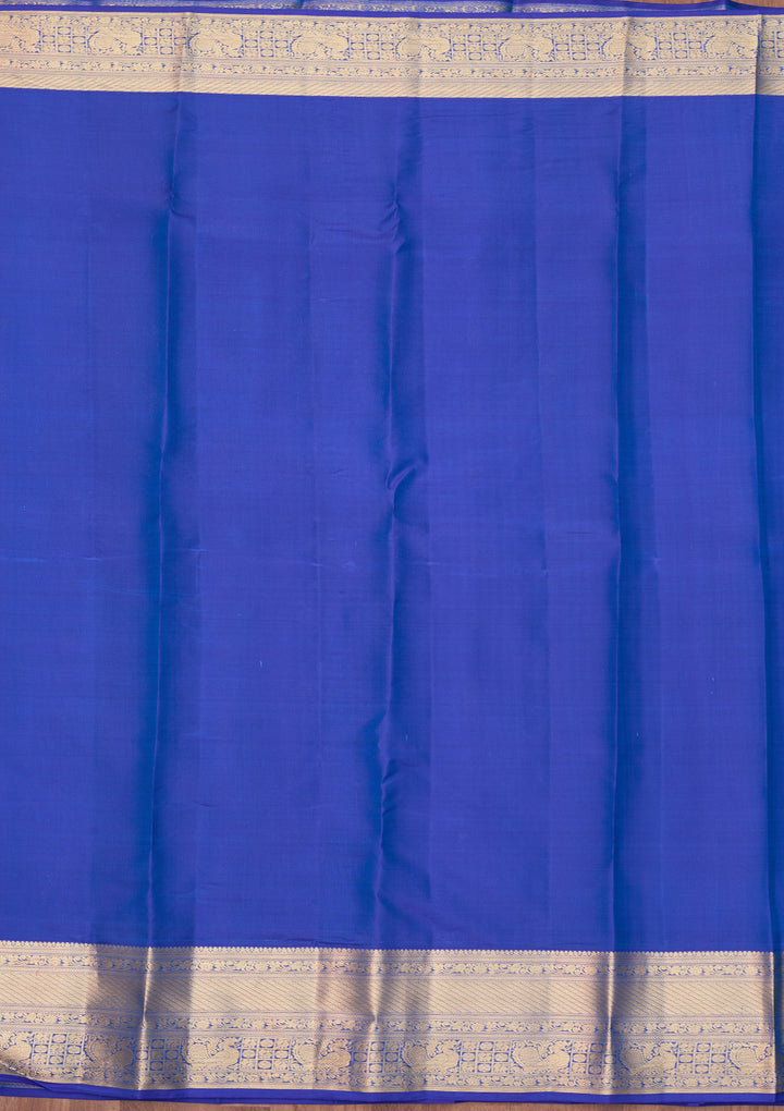 Turquoise Blue Dharmavaram Pure Silk Saree With Matching Blouse Piece