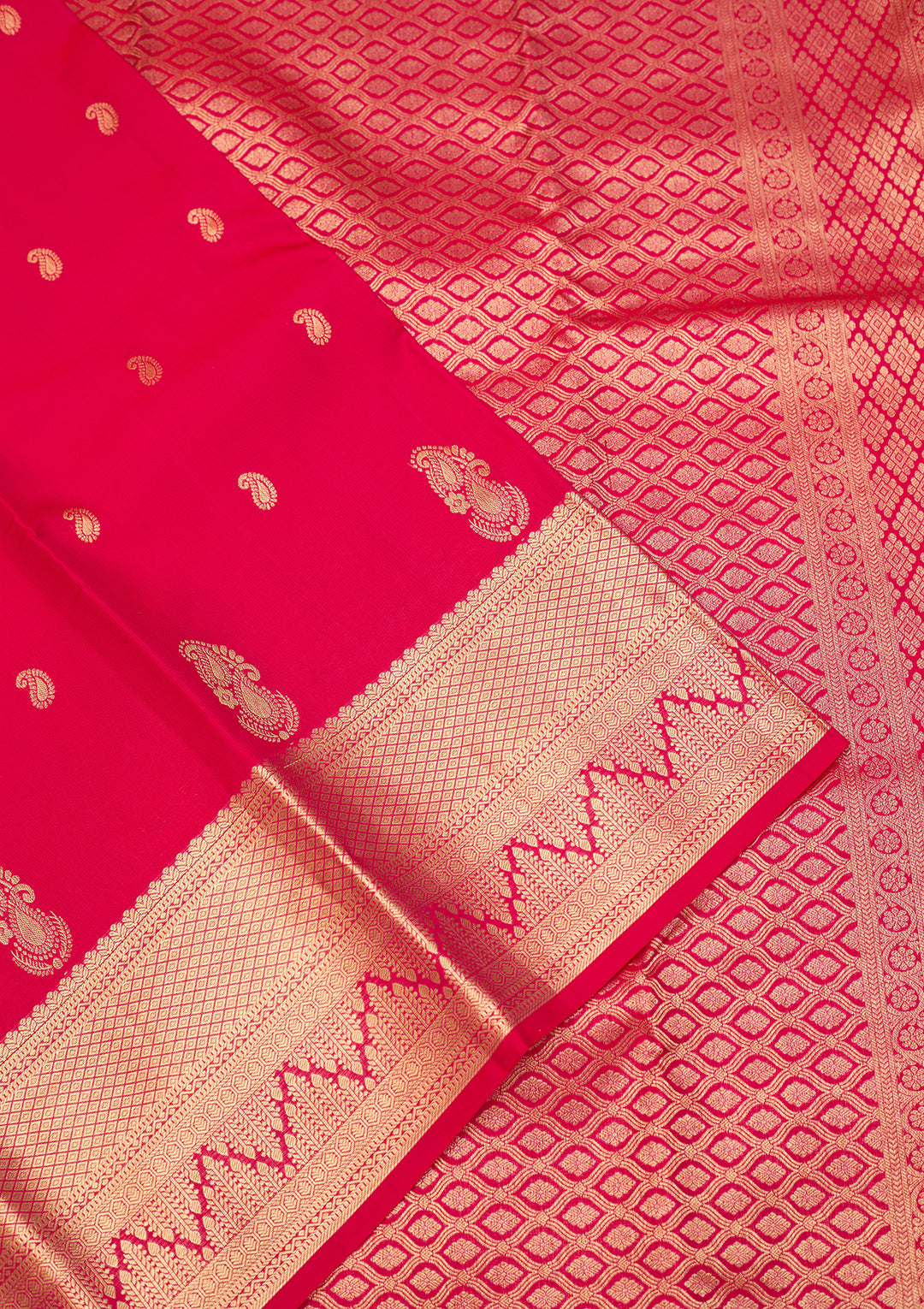 Rani Pink Dharmavaram Pure Silk Saree With Matching Blouse Piece