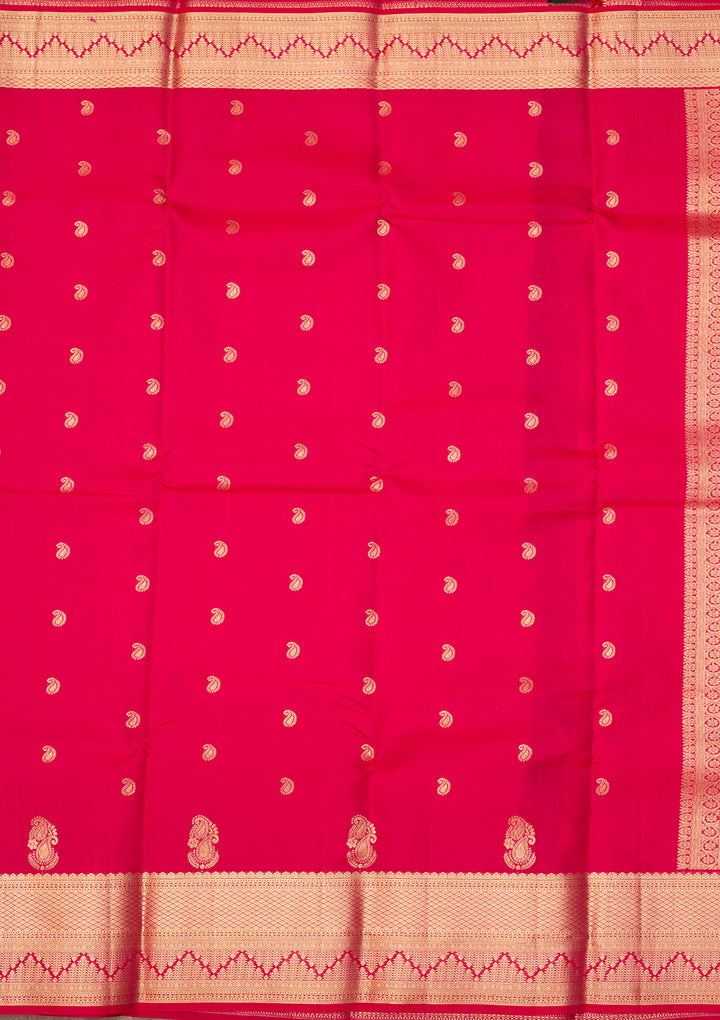 Rani Pink Dharmavaram Pure Silk Saree With Matching Blouse Piece
