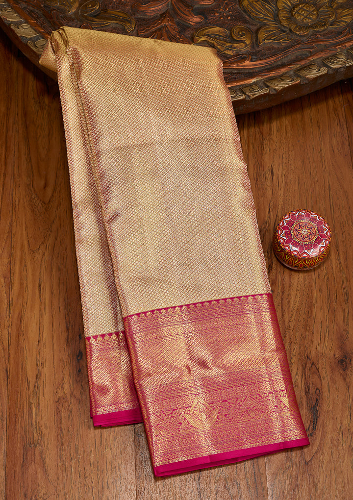 Rani Pink Dharmavaram Tissue Silk Saree With Matching Blouse Piece