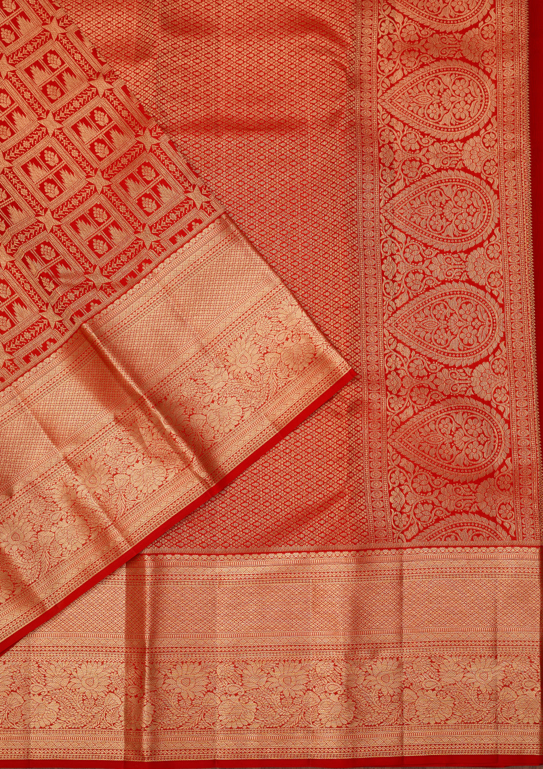Red Dharmavaram Pure Silk Saree With Matching Blouse Piece