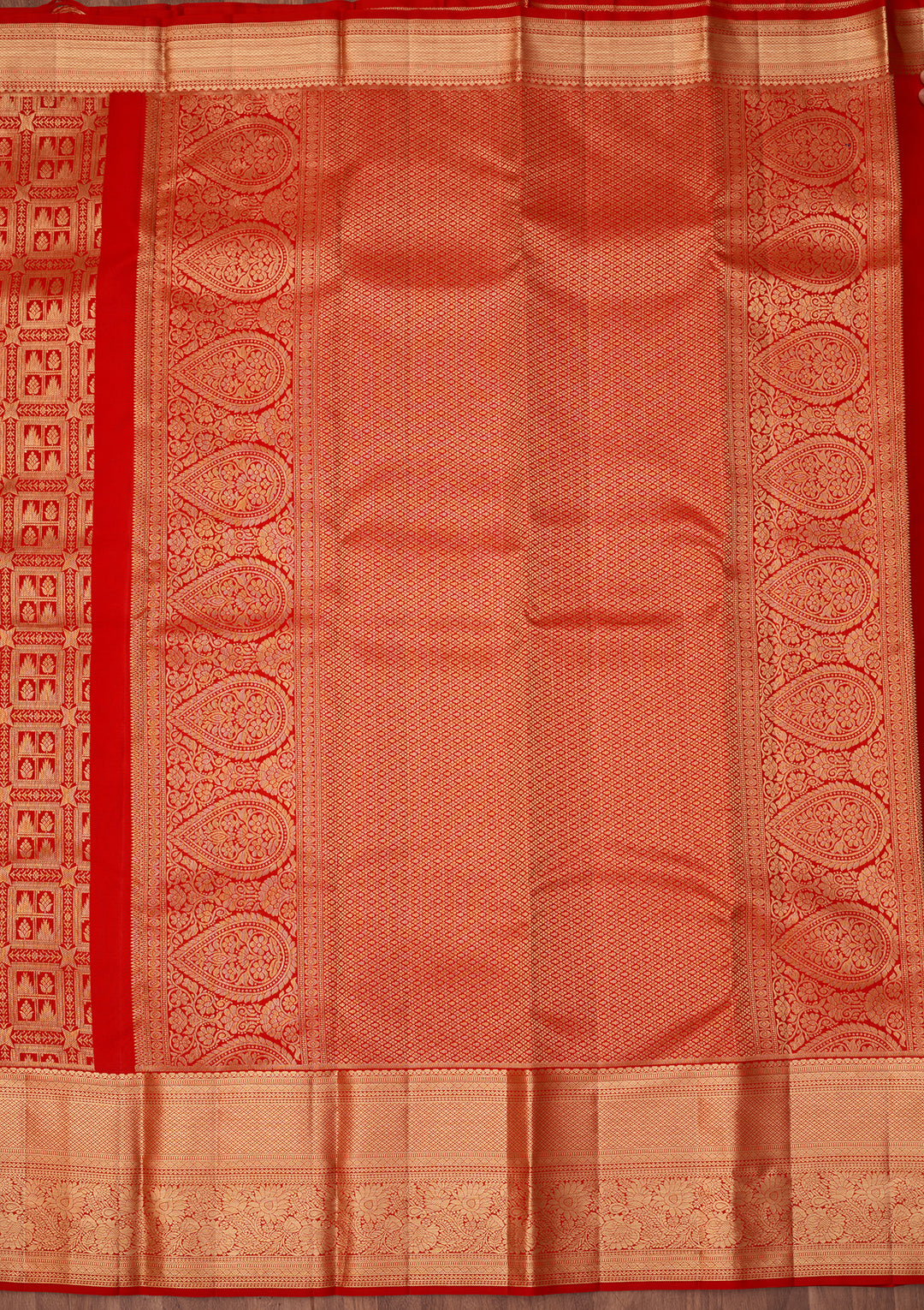 Red Dharmavaram Pure Silk Saree With Matching Blouse Piece