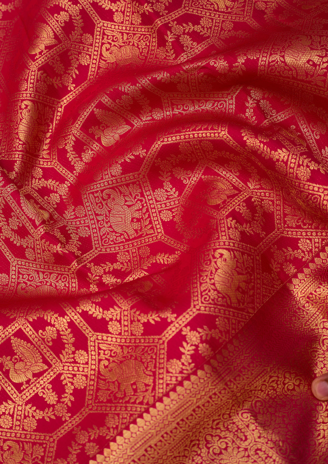 Rani Pink Dharmavaram Pure Silk Saree With Matching Blouse Piece