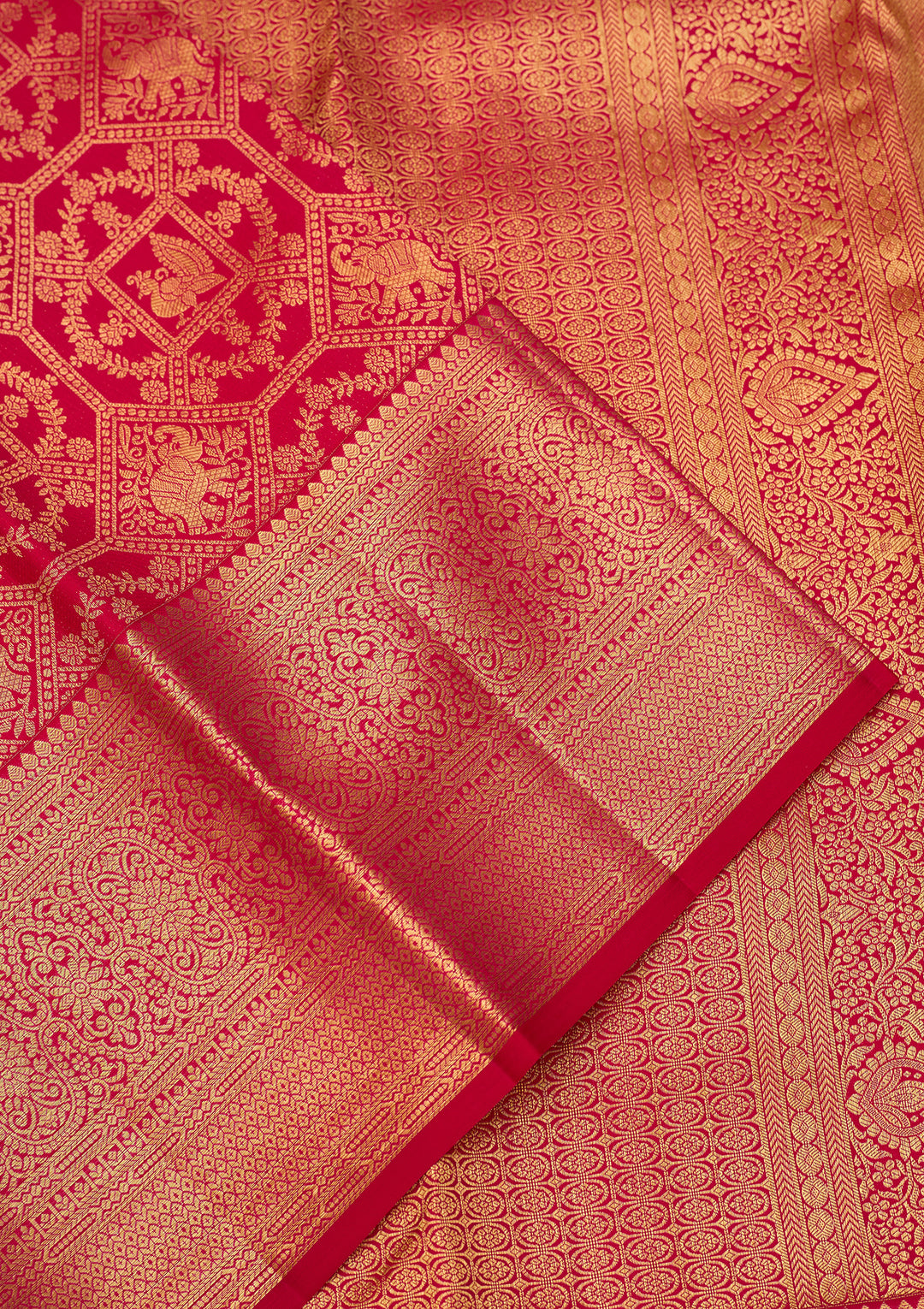 Rani Pink Dharmavaram Pure Silk Saree With Matching Blouse Piece