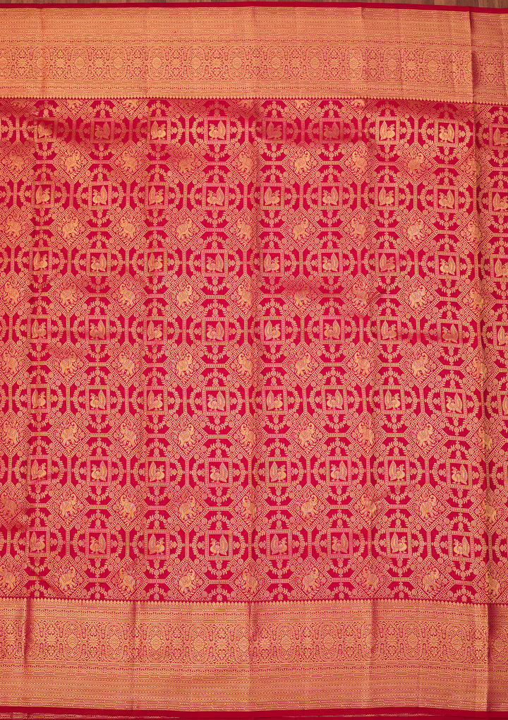 Rani Pink Dharmavaram Pure Silk Saree With Matching Blouse Piece