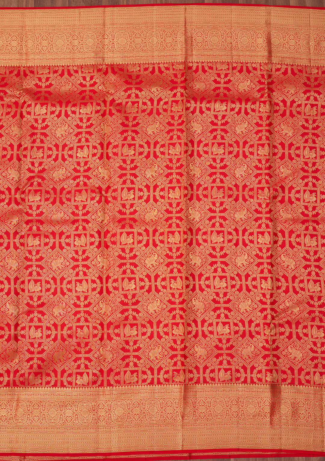 Red Dharmavaram Pure Silk Saree With Matching Blouse Piece