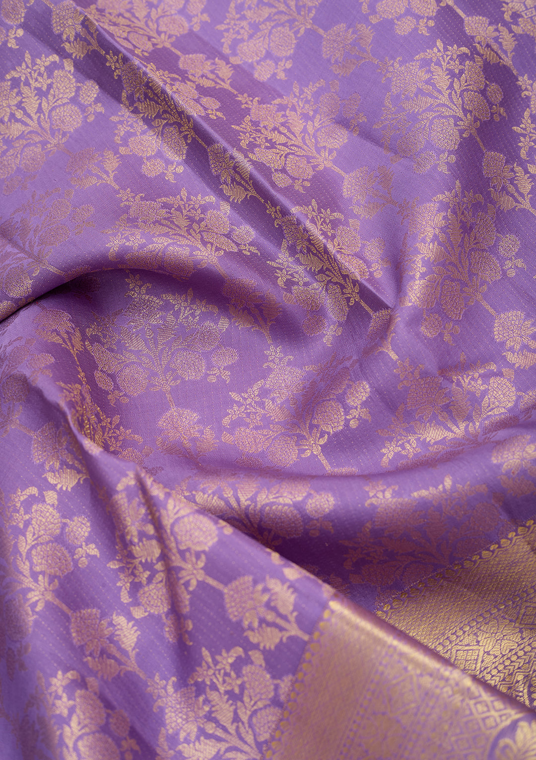 Lavender Pure Silk Jaal Saree With Matching Blouse Piece