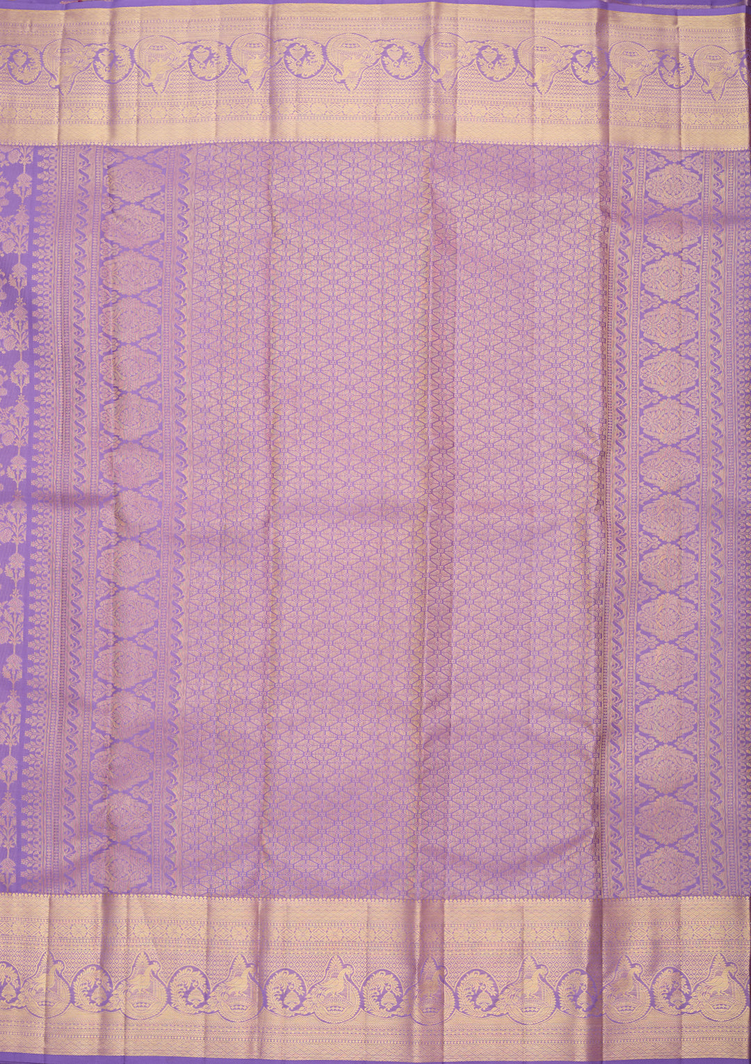 Lavender Pure Silk Jaal Saree With Matching Blouse Piece