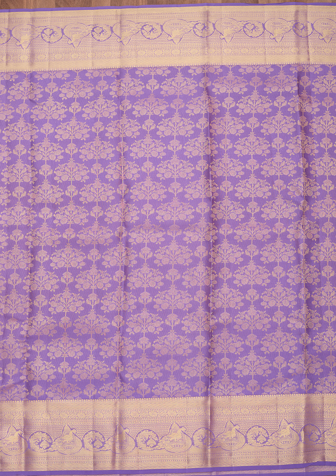 Lavender Pure Silk Jaal Saree With Matching Blouse Piece