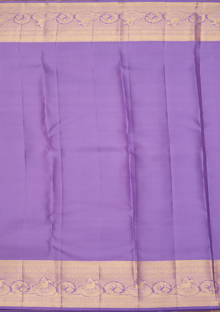 Lavender Pure Silk Jaal Saree With Matching Blouse Piece