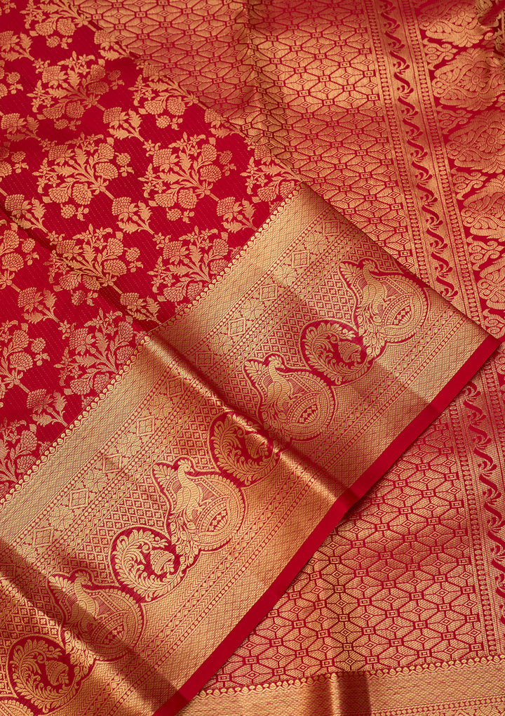 Maroon Dharmavaram Pure Silk Saree With Matching Blouse Piece