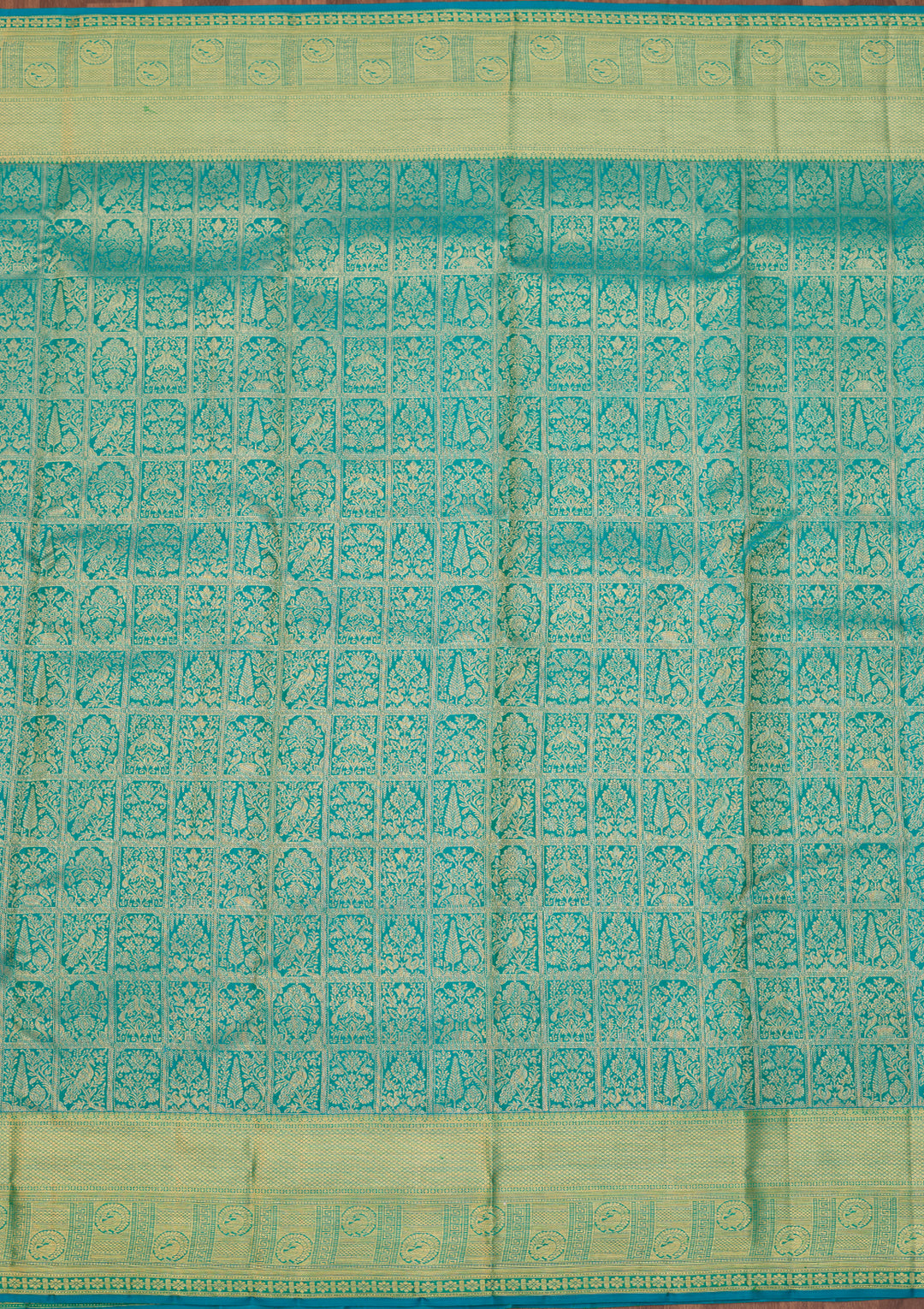 Turquoise Blue Dharmavaram Pure Silk Saree With Matching Blouse Piece