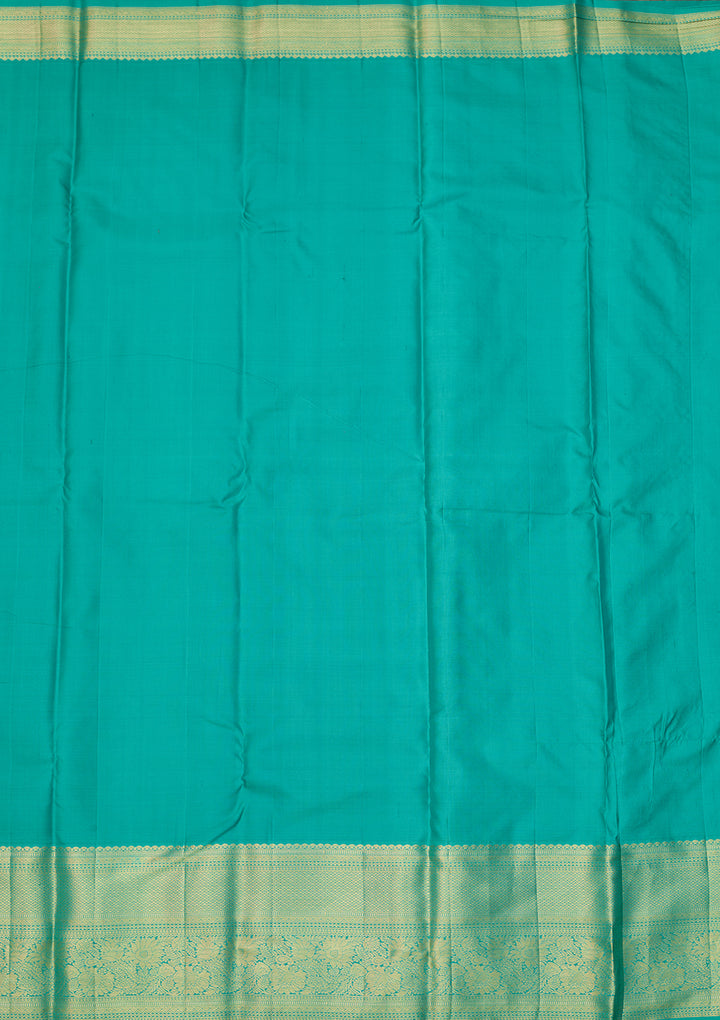 Rama Green Dharmavaram Pure Silk Saree With Matching Blouse Piece