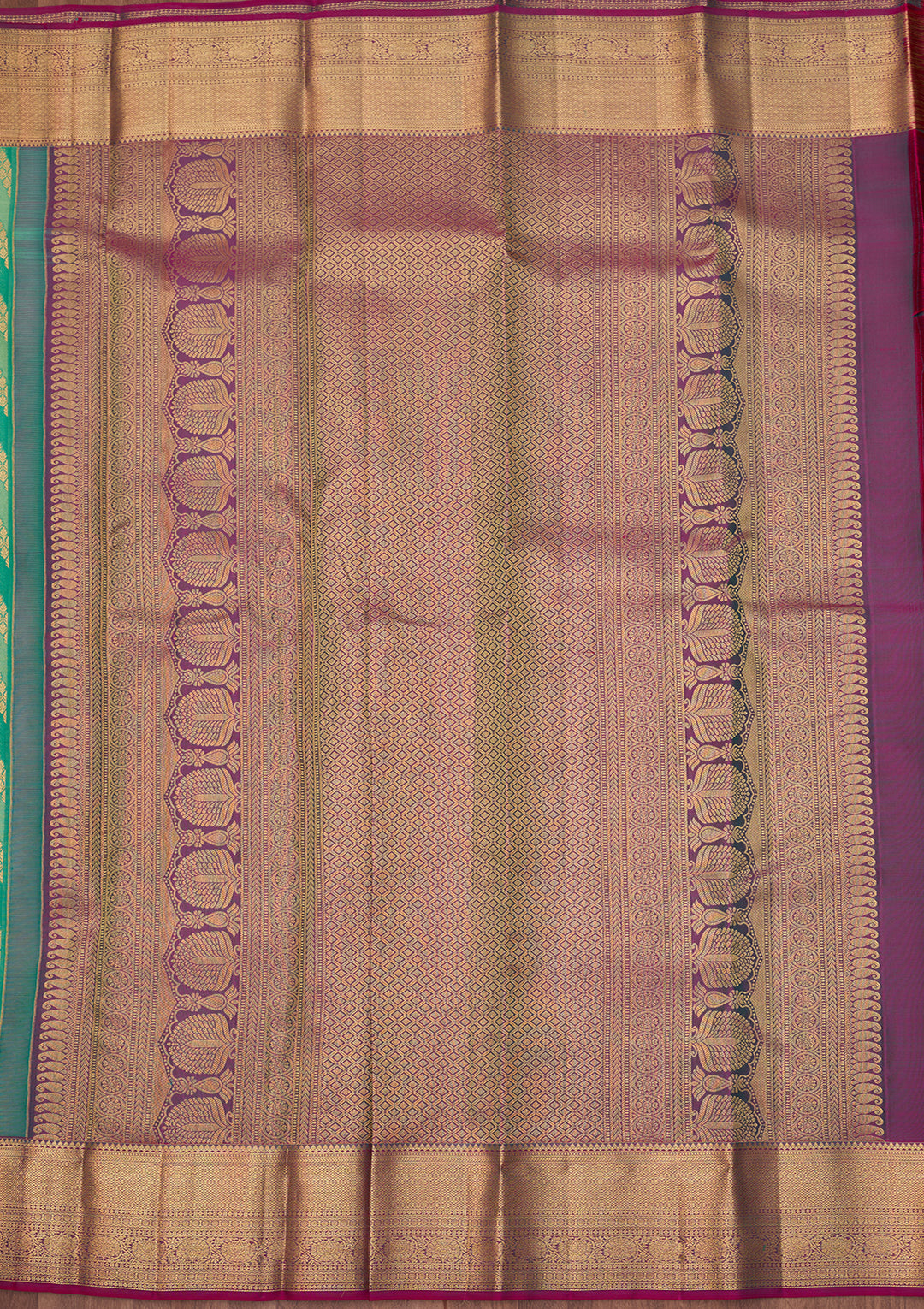 Sea Green Dharmavaram Pure Silk Saree With Matching Blouse Piece