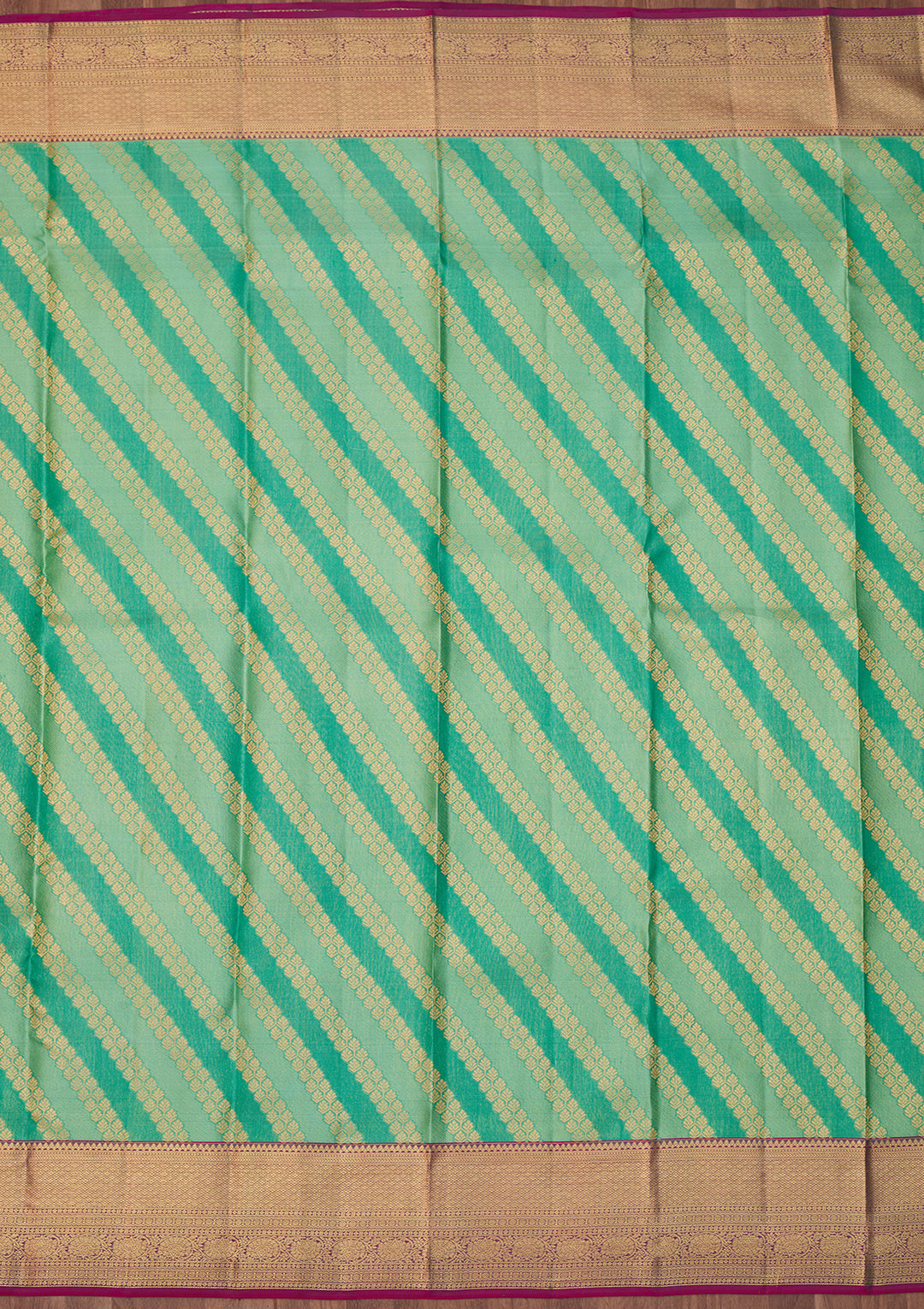 Sea Green Dharmavaram Pure Silk Saree With Matching Blouse Piece