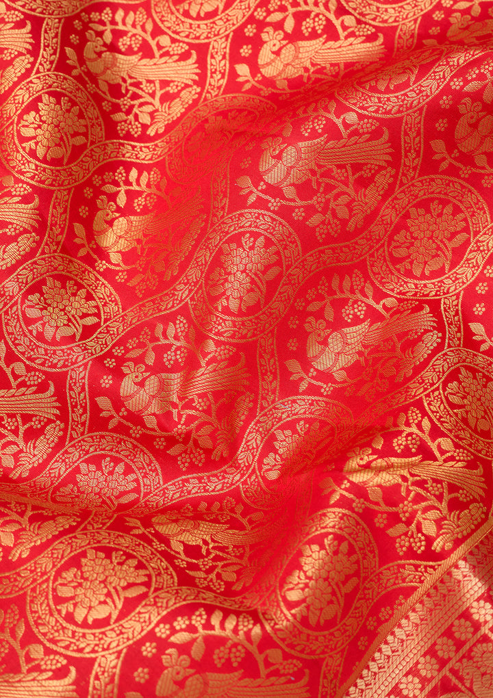 Red Dharmavaram Pure Silk Saree With Matching Blouse Piece