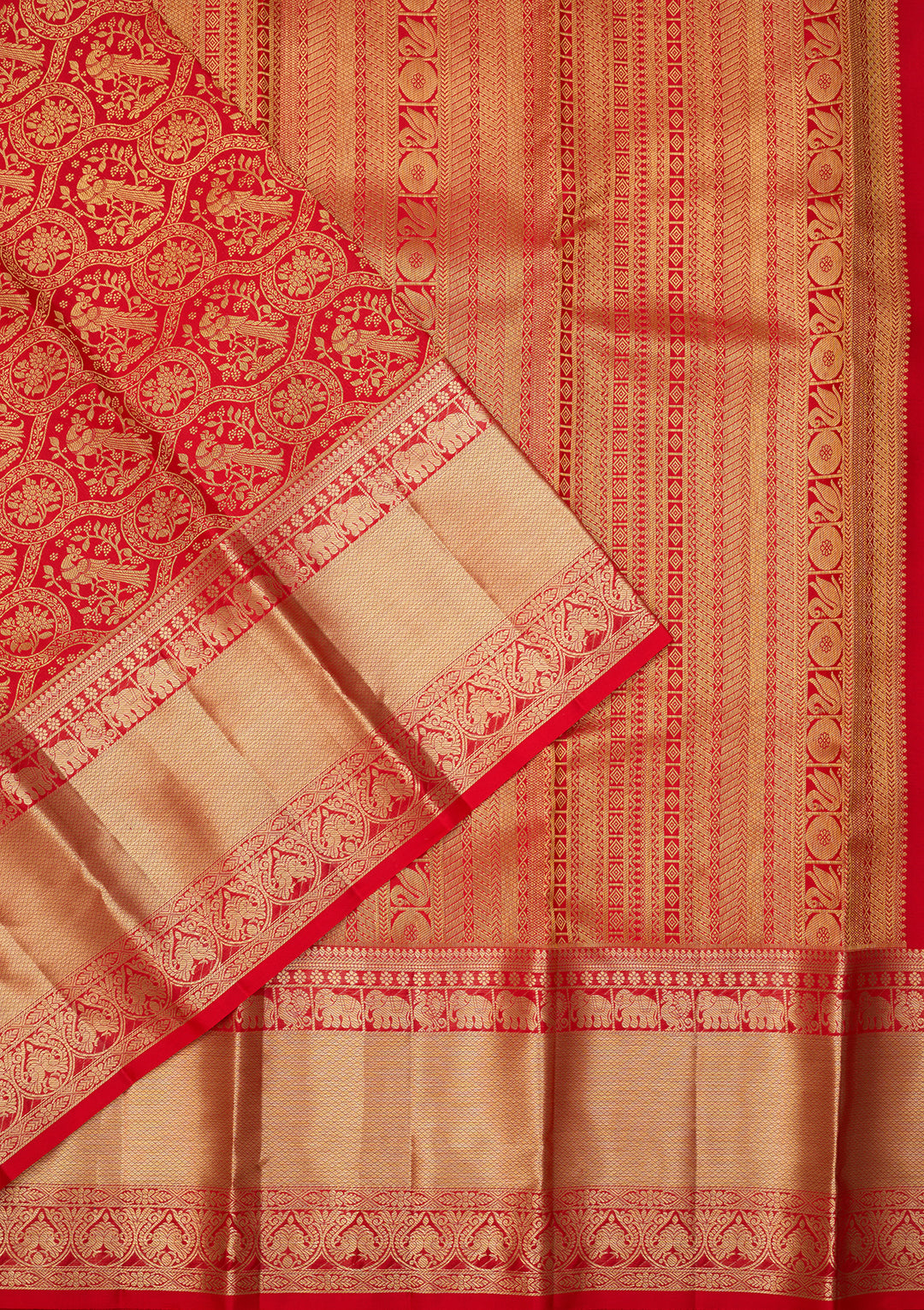 Red Dharmavaram Pure Silk Saree With Matching Blouse Piece