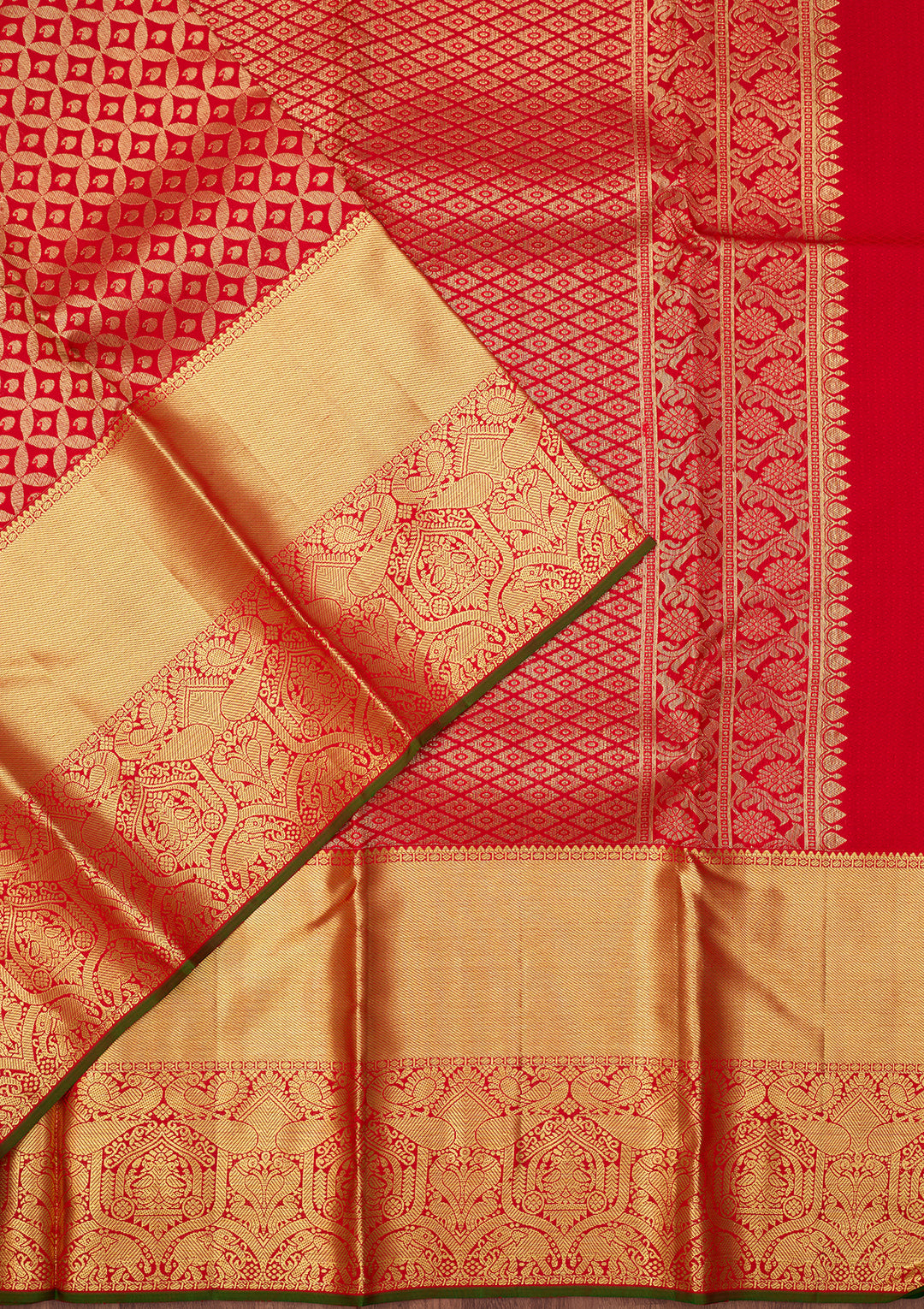 Red Dharmavaram Pure Silk Saree With Matching Blouse Piece