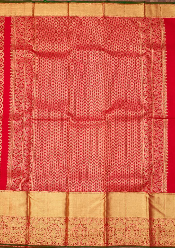 Red Dharmavaram Pure Silk Saree With Matching Blouse Piece