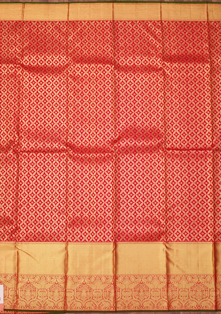 Red Dharmavaram Pure Silk Saree With Matching Blouse Piece