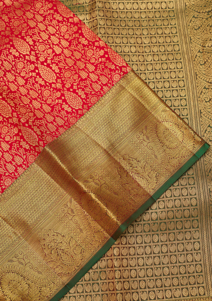 Red Dharmavaram Pure Silk Saree With Matching Blouse Piece
