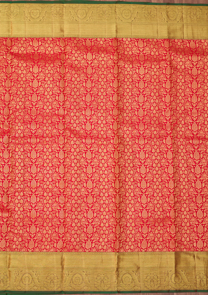 Red Dharmavaram Pure Silk Saree With Matching Blouse Piece