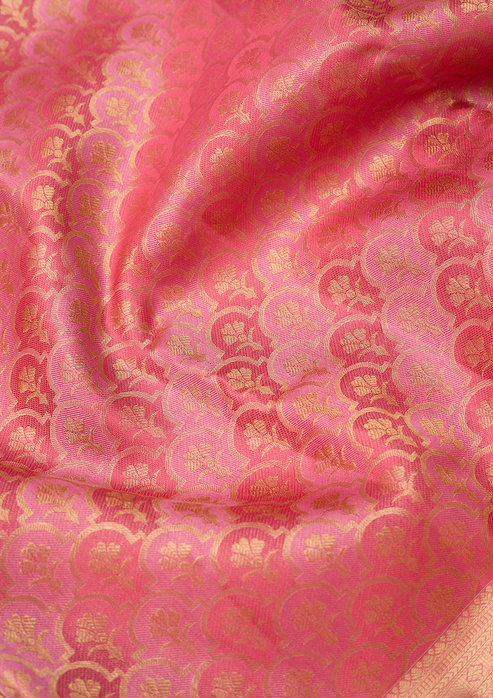 Pink Dharmavaram Pure Silk Saree With Matching Blouse Piece