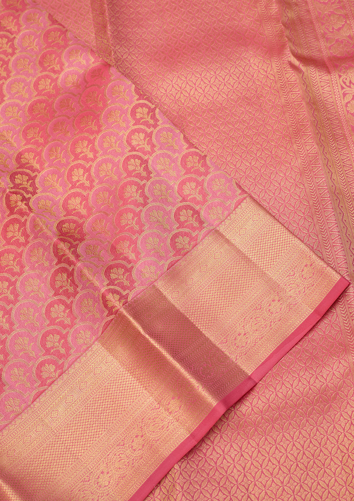 Pink Dharmavaram Pure Silk Saree With Matching Blouse Piece