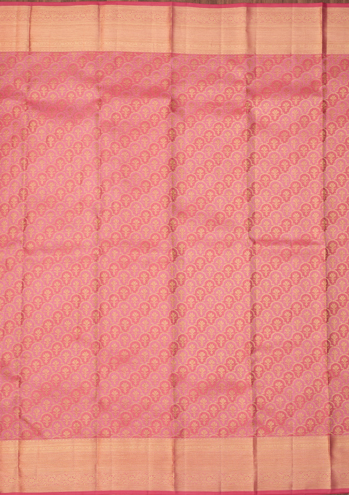 Pink Dharmavaram Pure Silk Saree With Matching Blouse Piece