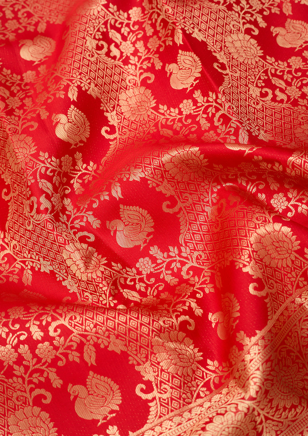 Red Dharmavaram Pure Silk Saree With Matching Blouse Piece
