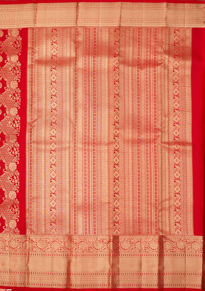 Red Dharmavaram Pure Silk Saree With Matching Blouse Piece