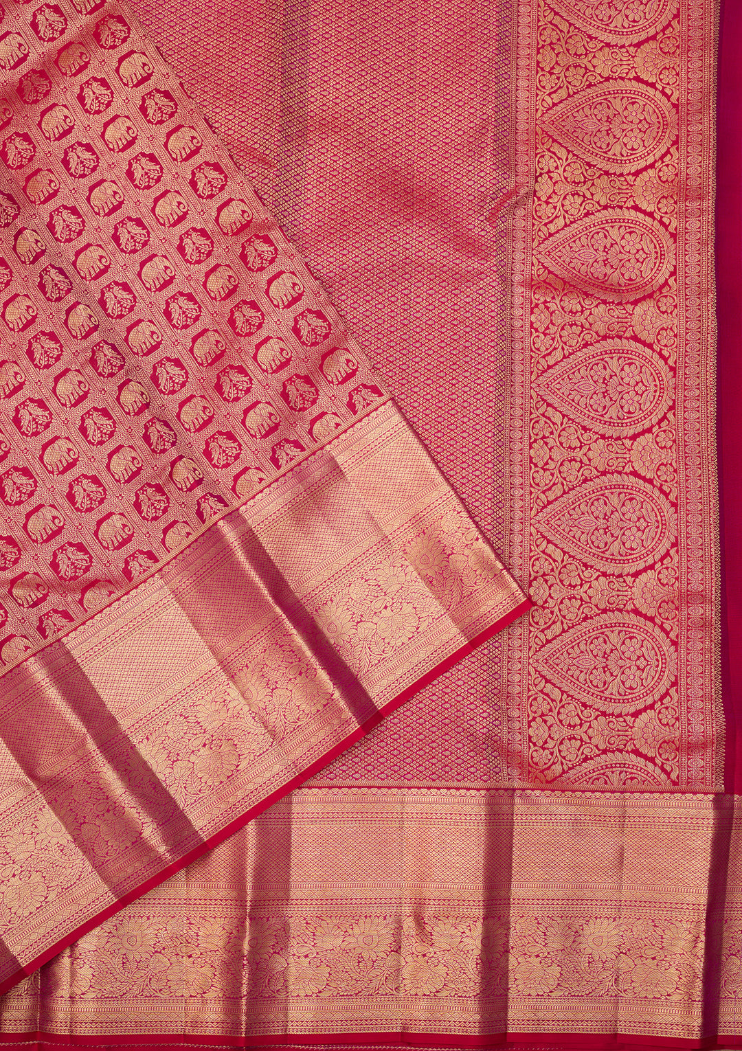 Magenta Pink Dharmavaram Pure Silk Saree With Matching Blouse Piece