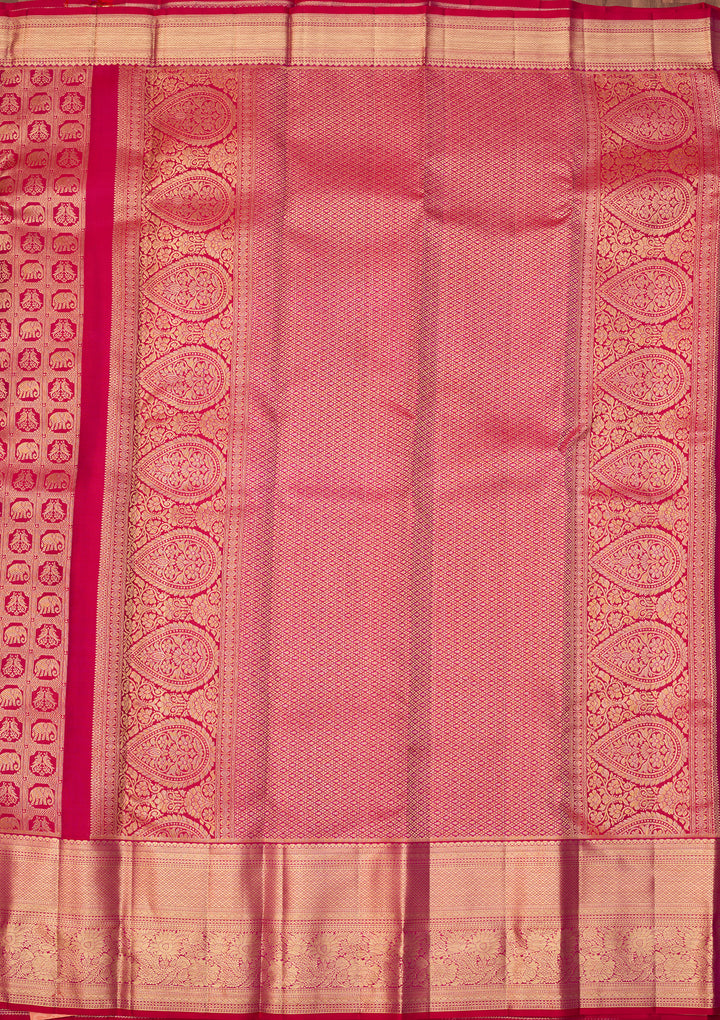 Magenta Pink Dharmavaram Pure Silk Saree With Matching Blouse Piece