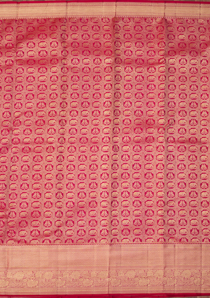 Magenta Pink Dharmavaram Pure Silk Saree With Matching Blouse Piece