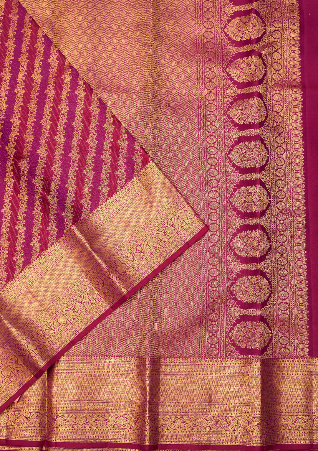 Magenta Pink Dharmavaram Pure Silk Saree With Matching Blouse Piece