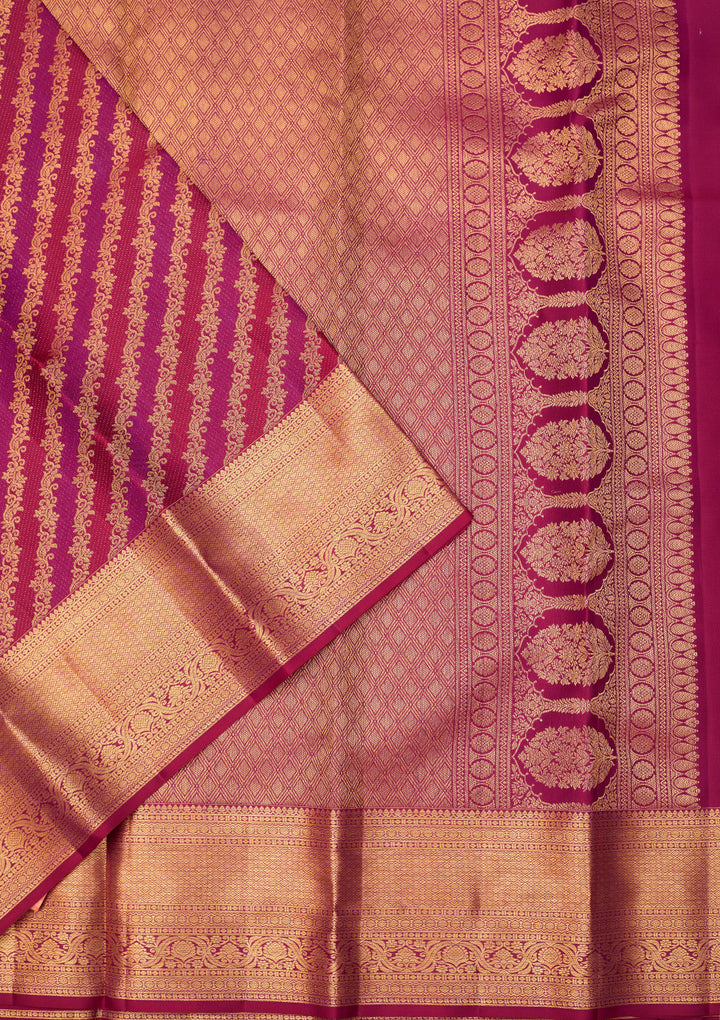 Magenta Pink Dharmavaram Pure Silk Saree With Matching Blouse Piece
