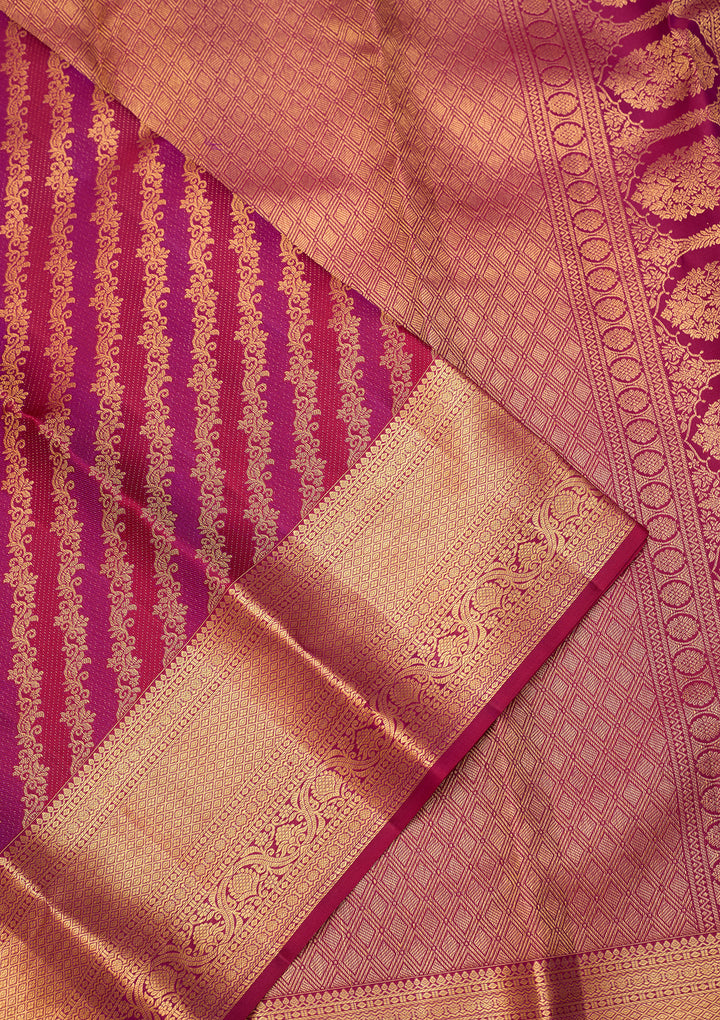 Magenta Pink Dharmavaram Pure Silk Saree With Matching Blouse Piece