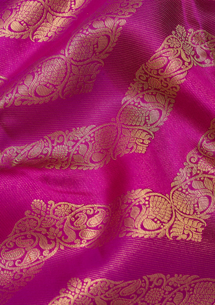 Magenta Pink Dharmavaram Pure Silk Saree With Matching Blouse Piece