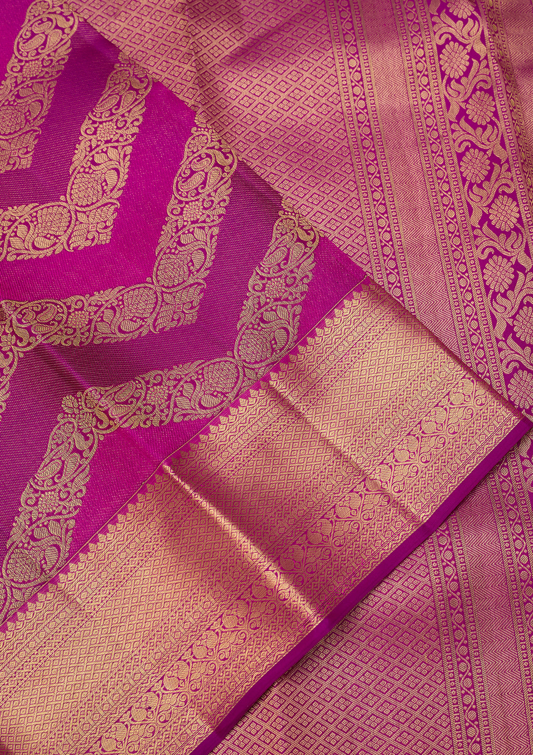 Magenta Pink Dharmavaram Pure Silk Saree With Matching Blouse Piece