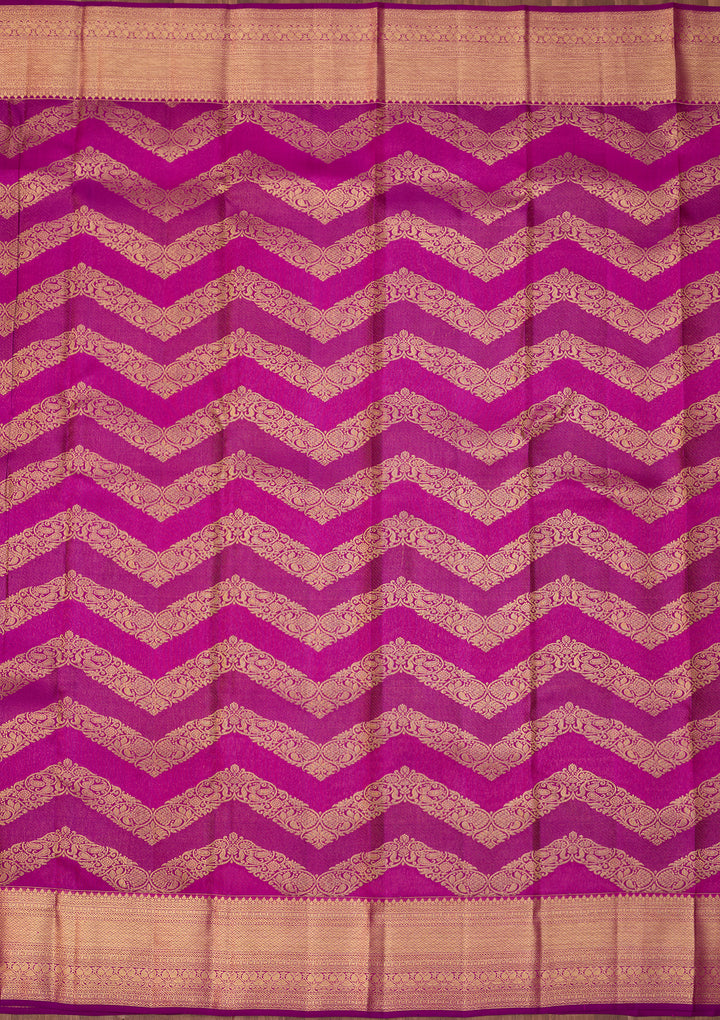 Magenta Pink Dharmavaram Pure Silk Saree With Matching Blouse Piece