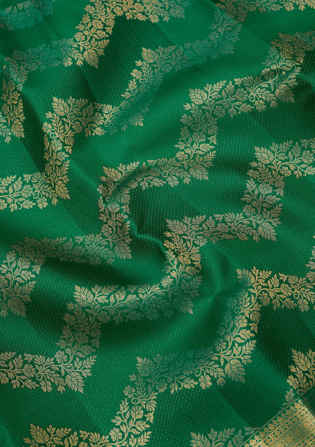 Rama Green Dharmavaram Pure Silk Saree With Matching Blouse Piece